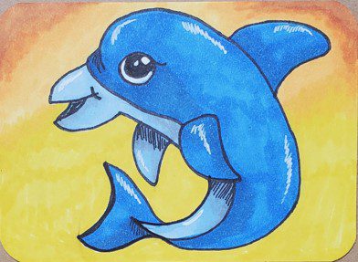 How-to-Draw-a-Dolphin-with-Markers