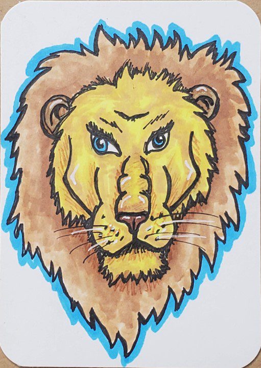 How-to-Draw-a-Lion-Head-with-Markers