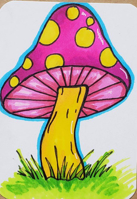 cool colorful mushroom drawings