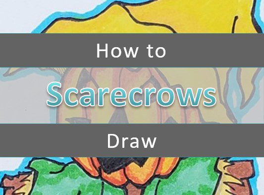 Easy How to Draw a Scarecrow Tutorial Video and Coloring Page