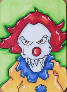 evil clown drawings with color