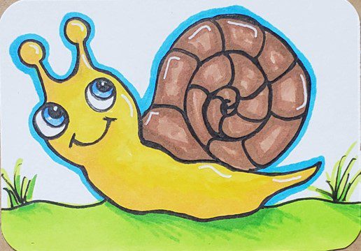 Cute Snail Drawing and Coloring Pages
