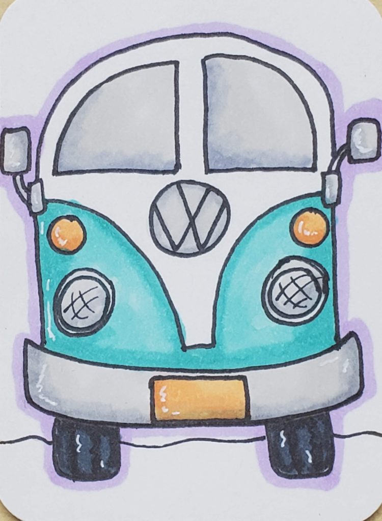 VW Bus Drawing Step by Step with Markers Art by Ro