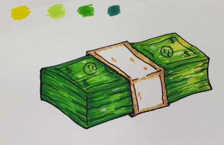 Money-Stack-Drawing-Analogous-Colors