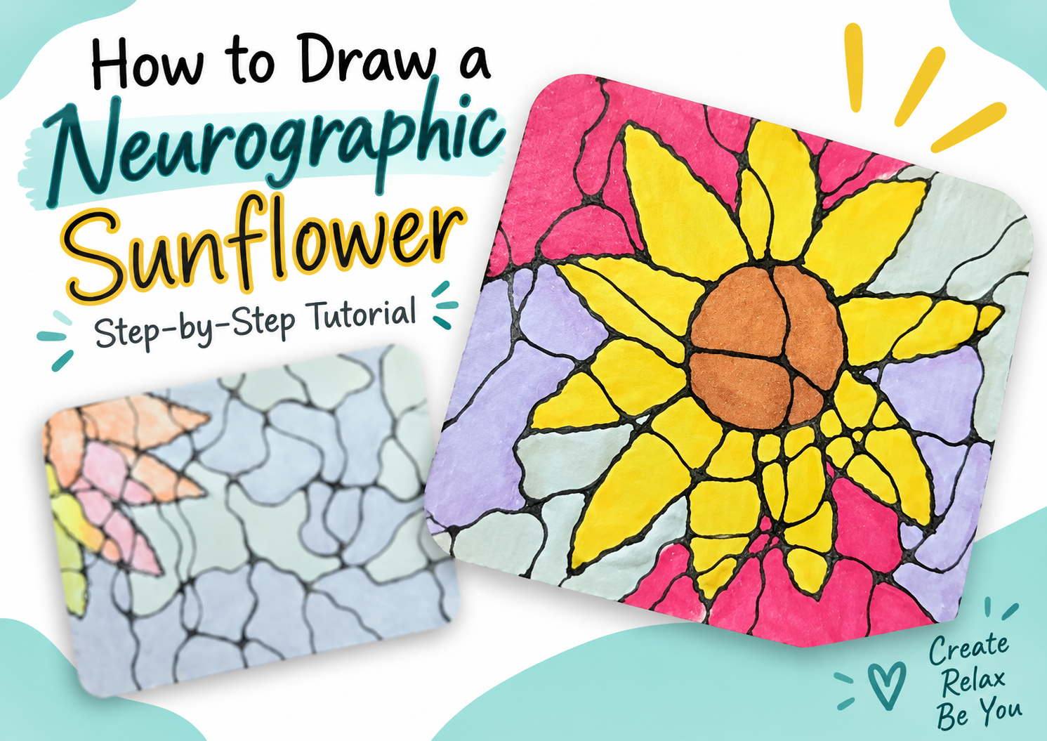 How to Draw a Neurographic Sunflower Step by Step