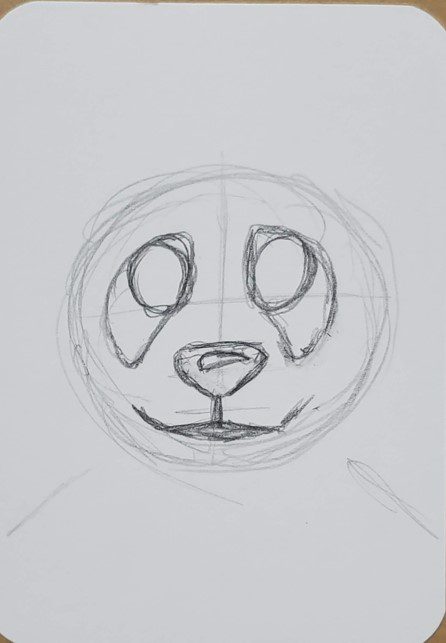 panda head drawing in pencil