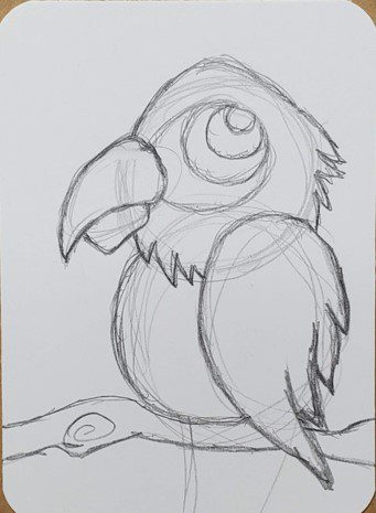 Animal Outline Clipart-baby parrot black outline