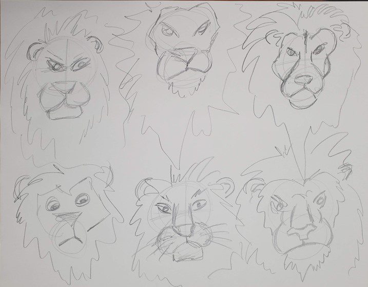 how to draw a lion head step by step easy