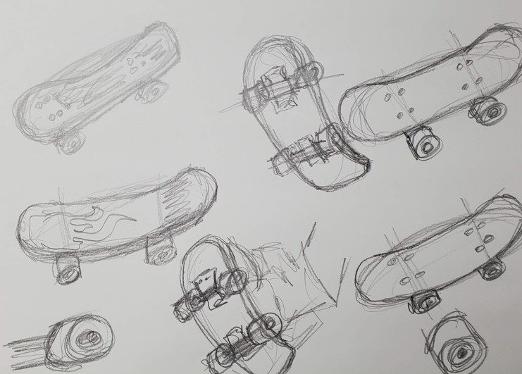 Skateboard Sketch Practice Exercise