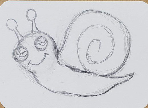 pencil drawings of a snail