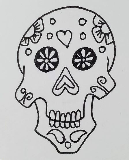 pencil drawings of sugar skulls