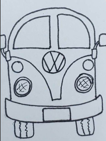 VW Bus Drawing Step by Step with Markers - Art by Ro