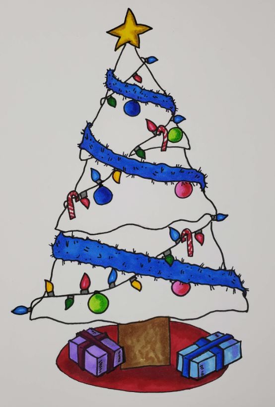 Christmas Tree Drawing - How To Draw A Christmas Tree Step By Step!