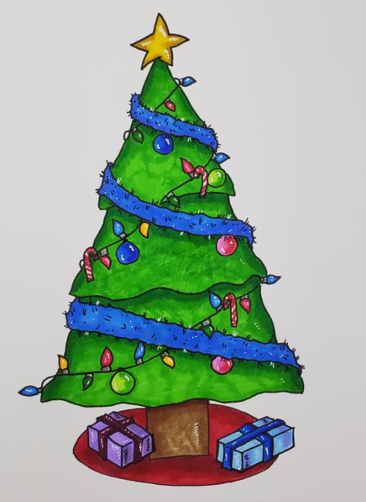 Christmas-Tree-Drawing-with-Presents-Finished