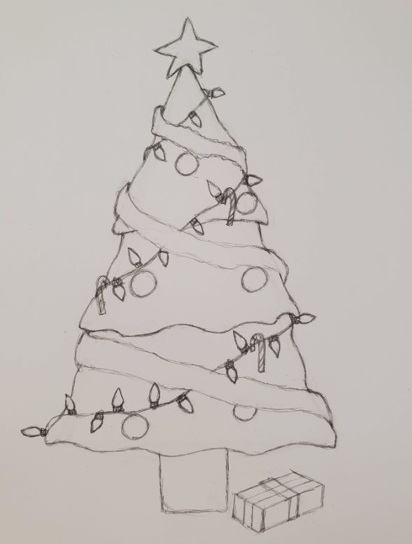 Christmas tree drawing Black and White Stock Photos & Images - Alamy