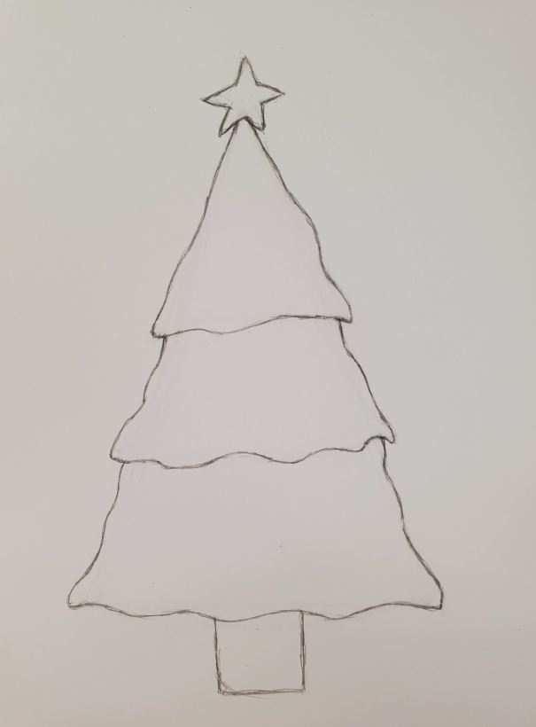 christmas tree pencil sketch