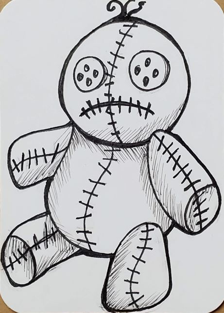 How to Draw a Voodoo Doll Step by Step (Easy) - Art by Ro